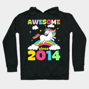 Cute Awesome Unicorn Since 2014 Funny Gift Hoodie